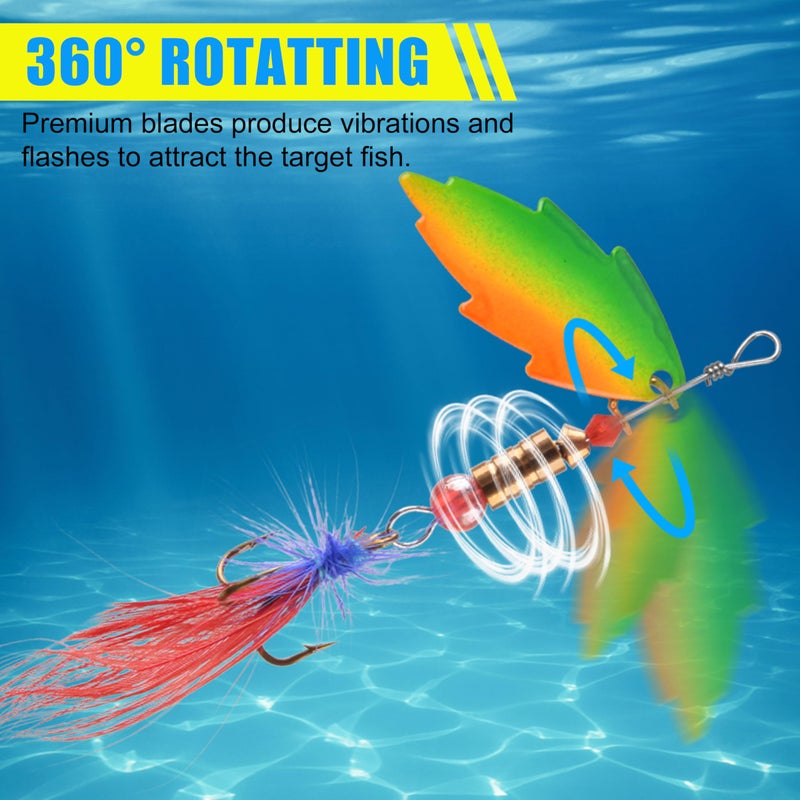 SILANON Rooster Bait Tail Spinner Fishing Lures Kit,30pcs Metal Spoon Lures with Feathered Treble Hooks for Bass Walleye Trout Freshwater Saltwater - Image 5